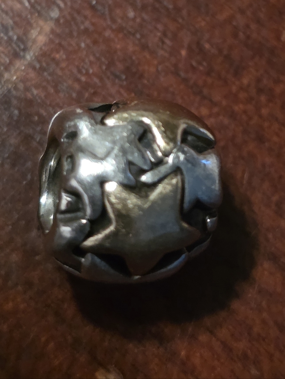Retired Pandora Lg. Golden Star Charm Silver and 14k Gold